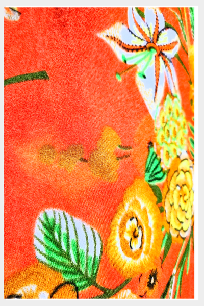 1970s orange floral print maxi all in one dress | size medium