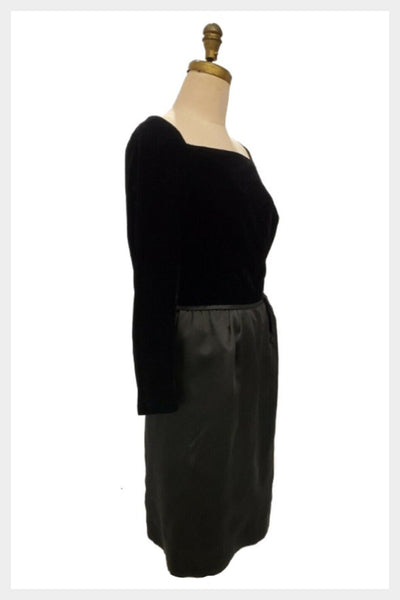 After 5 | 1960s black velvet and satin dress | medium