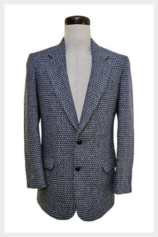 Vintage Harris Tweed wool blazer | Made in Scotland tailored in Canada blue & gray tweed sports coat | Laker 39" tall