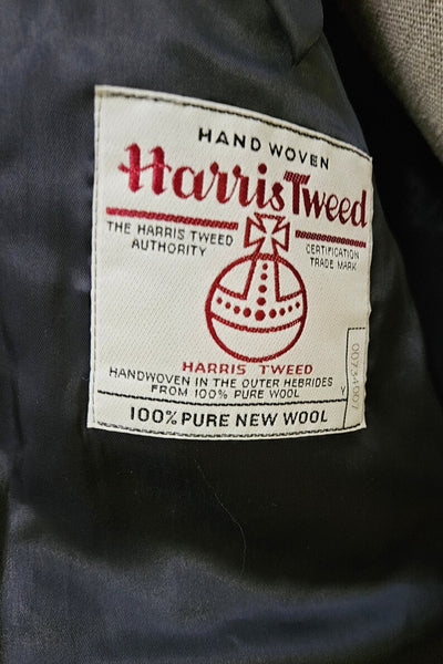 Vintage Harris Tweed wool blazer Made in Scotland tailored in Canada in a grey & black herringbone tweed sports coat | 46 Reg