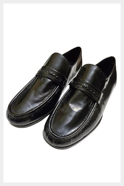 Retro quality FLS Florsheim black loafers vintage slip on shoes | Size 9