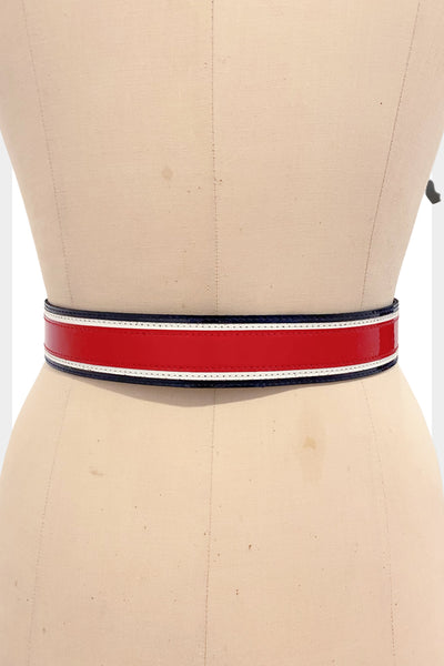 Vintage belt by Simon Chang in a MOD style red white and navy |  waist 29" to 32"