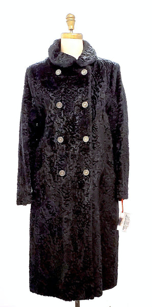 1960s faux Persian lamb fur coat | medium