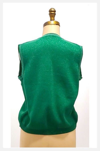 1960s lurex green vest | medium