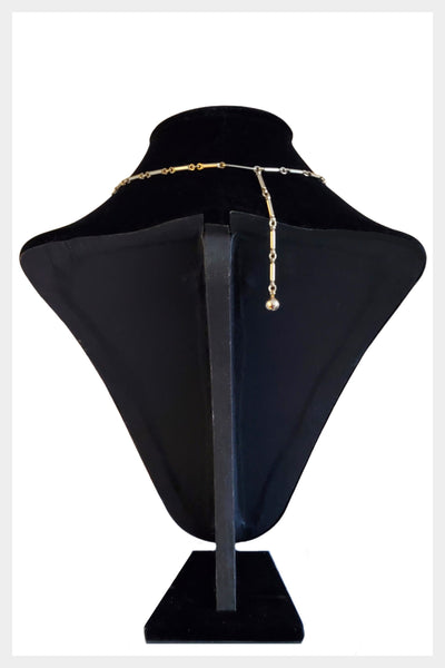 Midcentury Coro Signed Heart design linked gold tone and rhinestone choker necklace