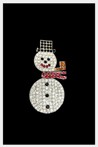 1960s collectible articulating rhinestone and silver tone snowman brooch