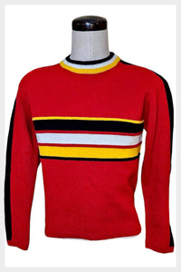 Vintage Lord & Lord racing stripe red acrylic knit sweater | size M