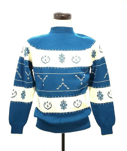 Vintage Italian knit sweater | 1970s turqoise blue Italian knit Simpson’s sweater | size medium