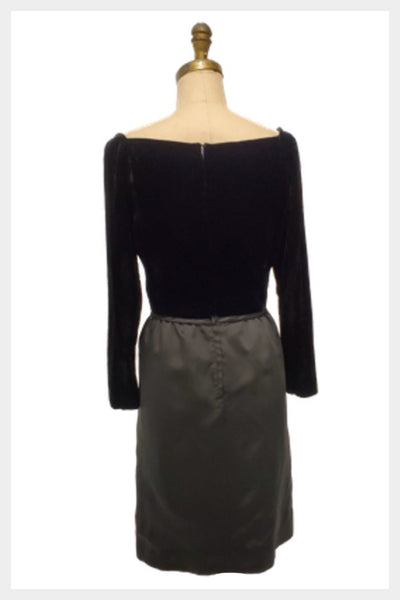 After 5 | 1960s black velvet and satin dress | medium