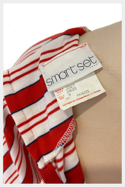 1980s red and white wiggle day dress from Smart Set | size medium
