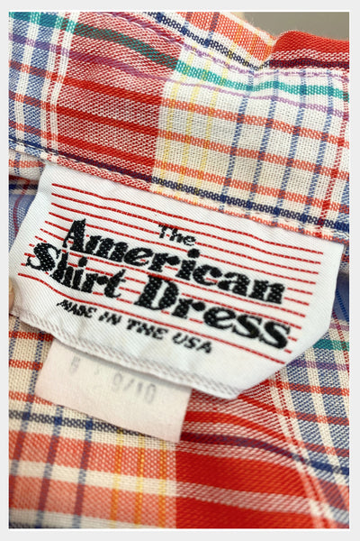 1970s The American Shirt Dress Company plaid button front shirtdress | size medium
