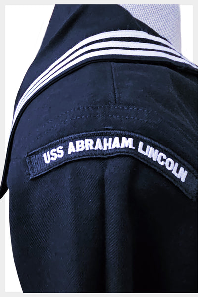 Retro US Navy sailor crackerjack style dress jumper USS Abraham Lincoln wool top / shirt  Mens S - Women's M