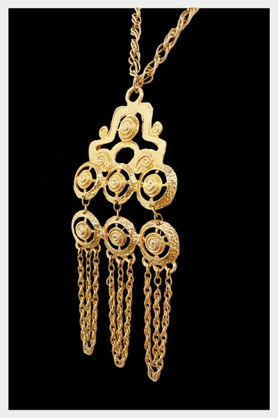 1970s Modernists mid century bohemian chandelier vintage necklace
