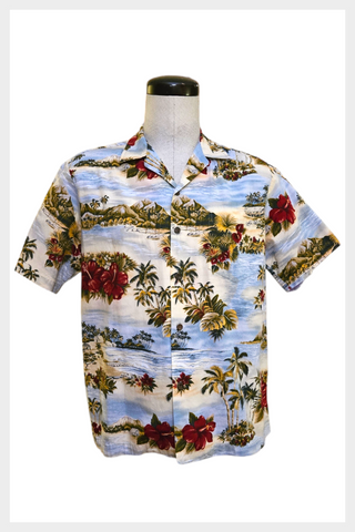 Blue Hawaii! RJC Ltd. w Coconut Buttons Hawaiian Mens Shirt | Size L