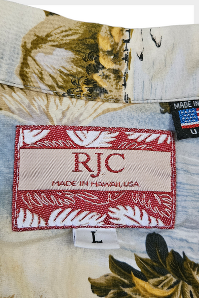 Blue Hawaii! RJC Ltd. w Coconut Buttons Hawaiian Mens Shirt | Size L