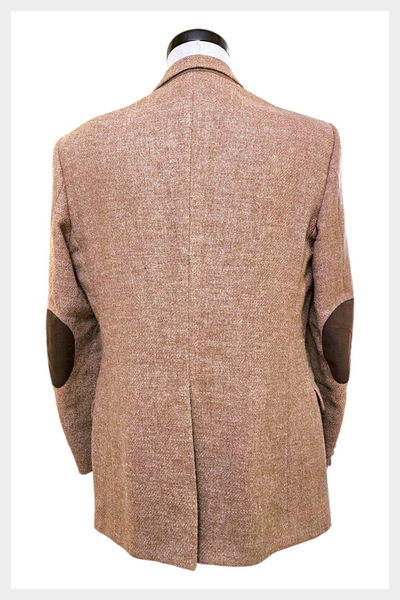 1970s Harris Tweed blazer w brown elbow patches made in Scotland, tailored in Canada | Size 44 Reg
