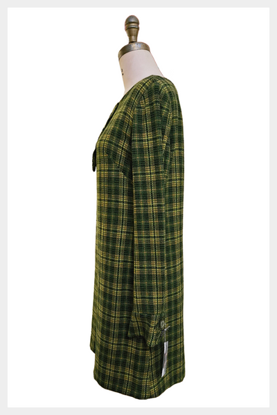 1960s mod plaid dress in greens, yellow and gold | size medium