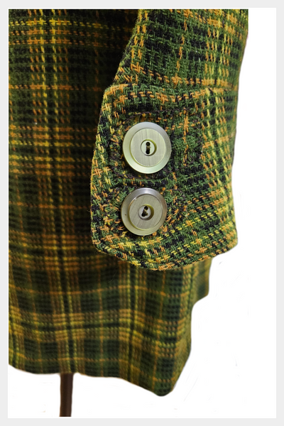 1960s mod plaid dress in greens, yellow and gold | size medium