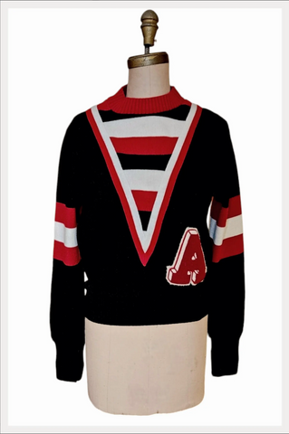 1970s / 80s varsity Cheerleader acrylic school sweater | size 38 medium