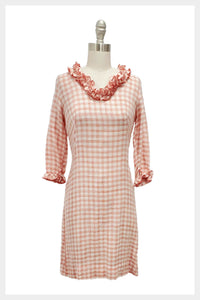 Gingham Style 1960s dress red and white dress | size Xsmall