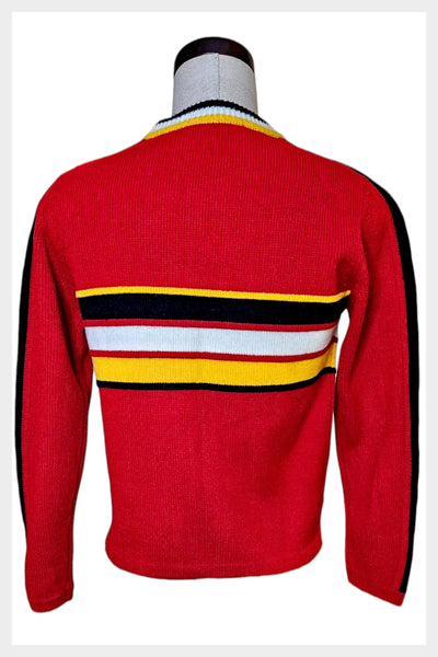 Vintage Lord & Lord racing stripe red acrylic knit sweater | size M