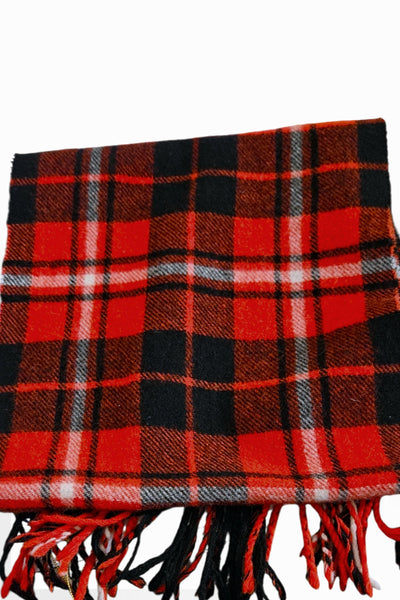 Vintage Scottish plaid | tartan fringed wool scarf | 100% wool