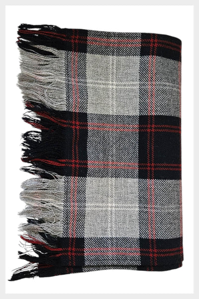 R.J. McCarthy Ltd. 1970s plaid fringed scarf | vintage 70s wool blend scarf, 60 inches long