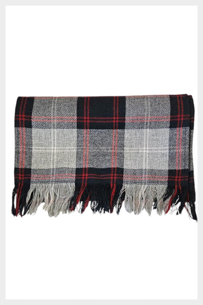 R.J. McCarthy Ltd. 1970s plaid fringed scarf | vintage 70s wool blend scarf, 60 inches long