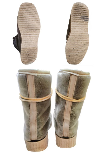 70s faux fur sealskin Mukluks | winter boots for post ski | Size women's 7