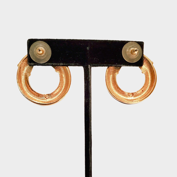 Vintage Swarovski Crystal Rhinestone Hoop Earrings: 1980s Gold & Black