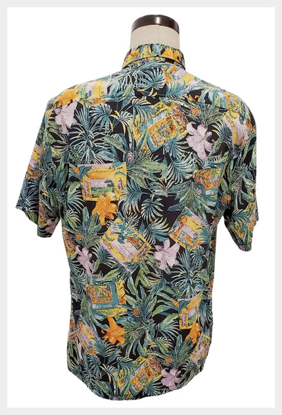 Vintage 80s Crazy Boy Tiki Shirt: Floral Surfer Streetwear, Made in Canada (M/L)