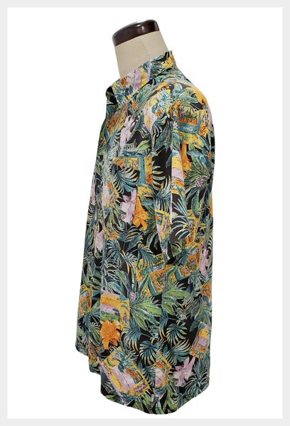 Vintage 80s Crazy Boy Tiki Shirt: Floral Surfer Streetwear, Made in Canada (M/L)