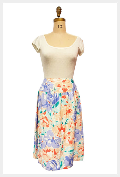 1980s Jaclyn Smith floral skirt | size small-medium
