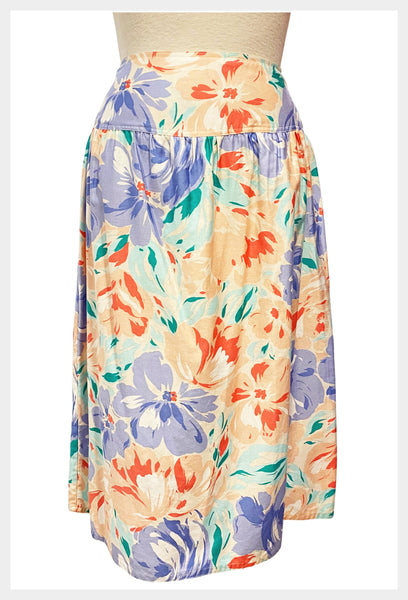 1980s Jaclyn Smith floral skirt | size small-medium