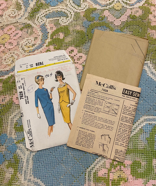 1960s Two-Piece Dress Sewing Pattern | McCall's 7628, Bust 34