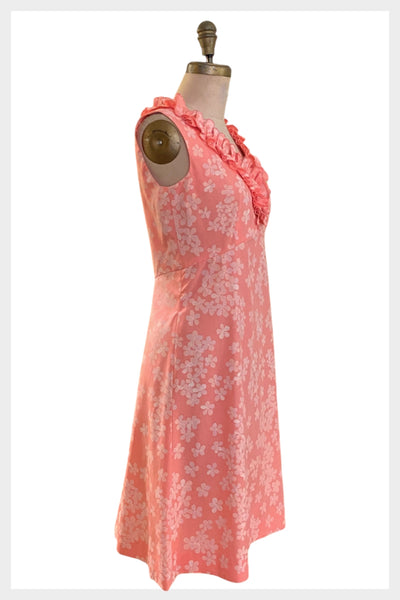 80s Floral Cotton Dress: Key West Hand Screen Design, Medium