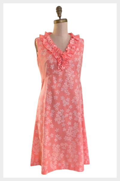 80s Floral Cotton Dress: Key West Hand Screen Design, Medium
