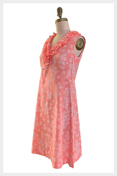 80s Floral Cotton Dress: Key West Hand Screen Design, Medium