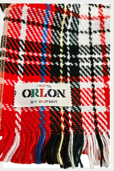 Vintage 70s tartan fringed small scarf | 100% Orlon by Dupont