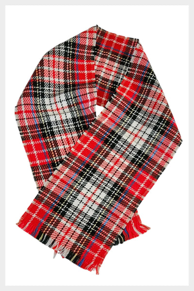 Vintage 70s tartan fringed small scarf | 100% Orlon by Dupont
