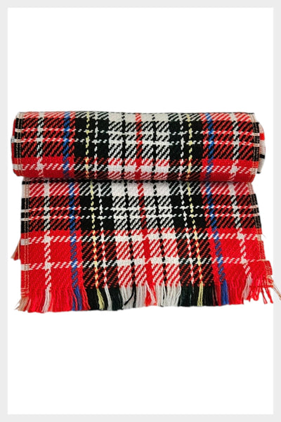 Vintage 70s tartan fringed small scarf | 100% Orlon by Dupont