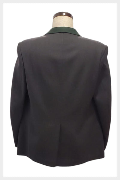 Vintage German Wool Jacket, Forest Green Collar, Coin Buttons, Size Large