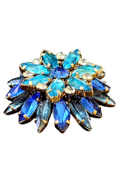 1950s Blue Rhinestone Brooch