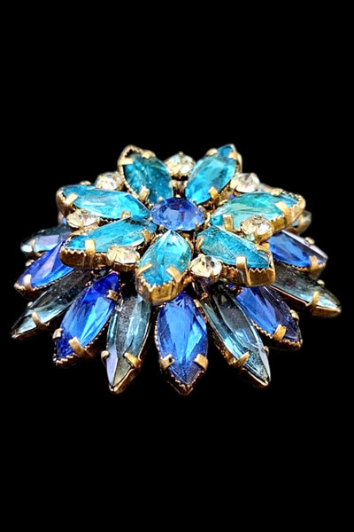 1950s Blue Rhinestone Brooch
