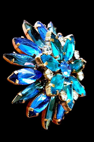 1950s Blue Rhinestone Brooch