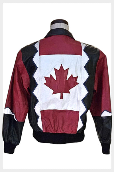 1980s Canadian Maple Leaf Leather Bomber Jacket | Mens Medium