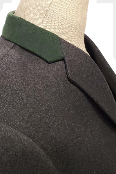 Vintage German Wool Jacket, Forest Green Collar, Coin Buttons, Size Large