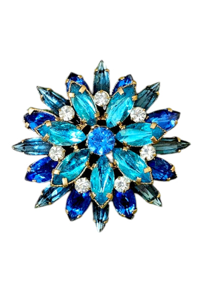 1950s Blue Rhinestone Brooch