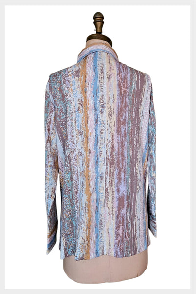 1970s Pastel Abstract Striped Shirt: Pointed Collar, Medium