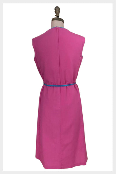 1970s Pink A-Line Dress – Vintage Sleeveless Office Style, Medium